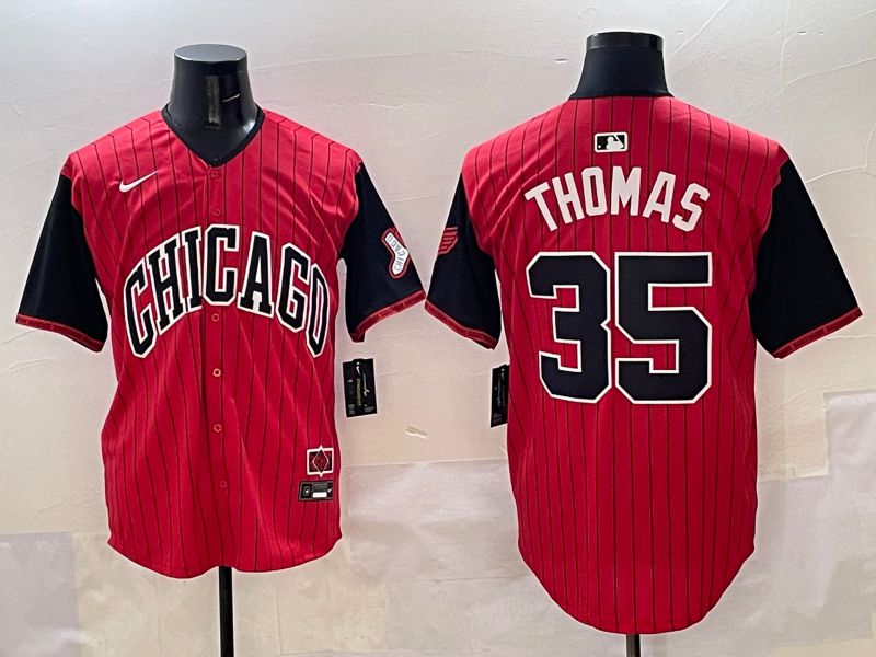 Men Chicago White Sox #35 Thomas Red Stripe Joint Name 2025 Nike MLB Jersey style 1->chicago white sox->MLB Jersey